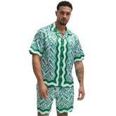 Summer Hawaiian Beach Digital Print Abstract Shirt Set